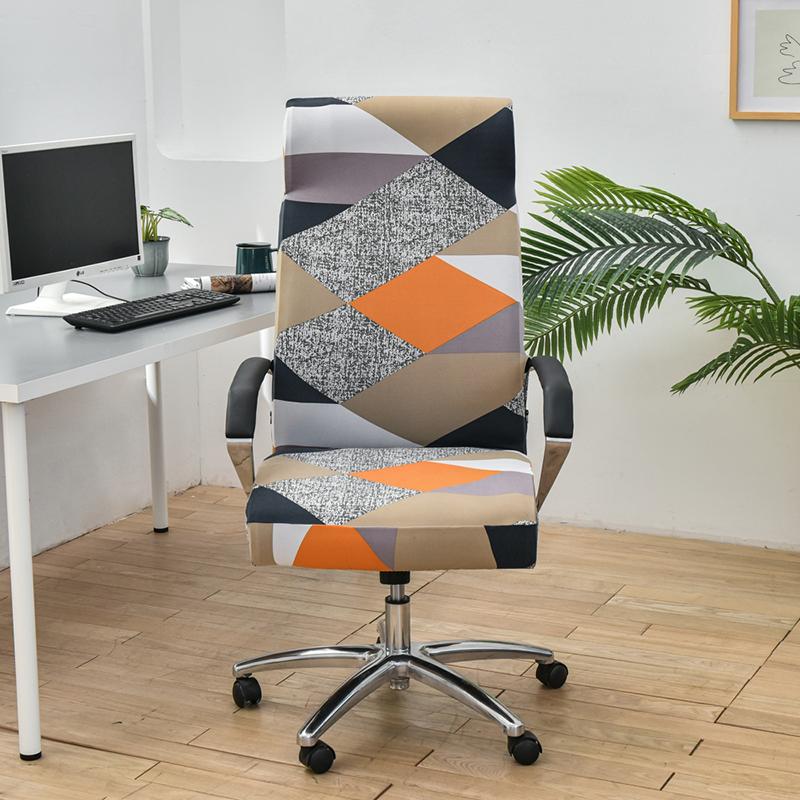 Stretch Computer Chair Cover With Arms Floral Printed Office Rotating Chair Slipcover Desk Armchair Cover Seat Cover Anti -Dirty