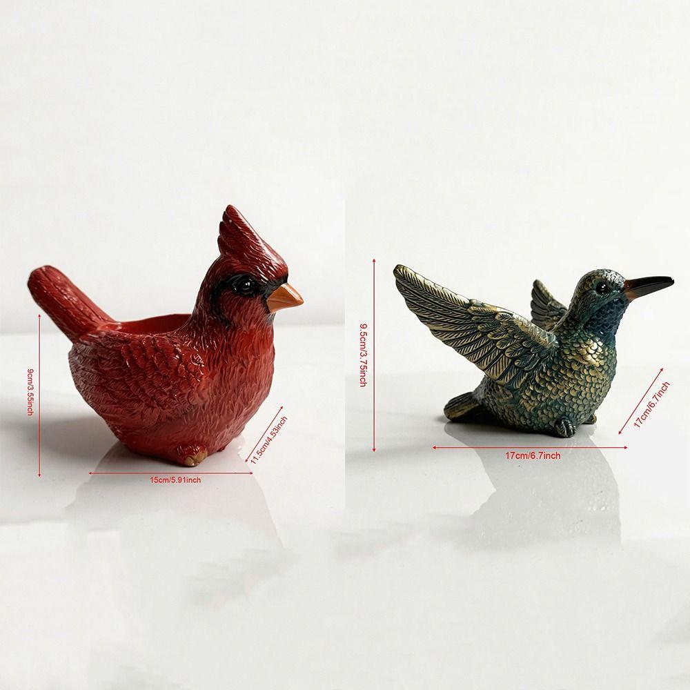 Resin Lively Bird Plant Pot Hummingbirds with Drainage Hole Bird Shaped Planter Wide Opening Wear-resistant Succulent Pot