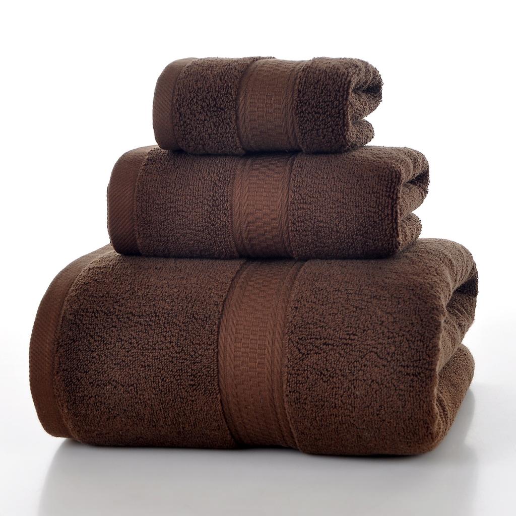 Style, plain cotton towel, three-piece household towel, soft and absorbent.
