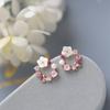 2 Pairs Flower Leaves Stud Earrings for Women Girls Korean Fashion Rhinestone Crystal Stud Earrings Party Banquet Zircon Gift