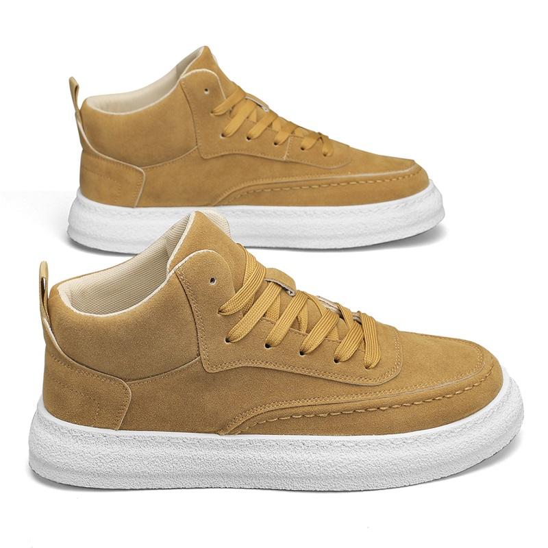 Green Men Sneakers Spring Autumn New High Top Men Casual Thick Soled Trendy Wear Resistant Short Boots Platform Sports Shoes