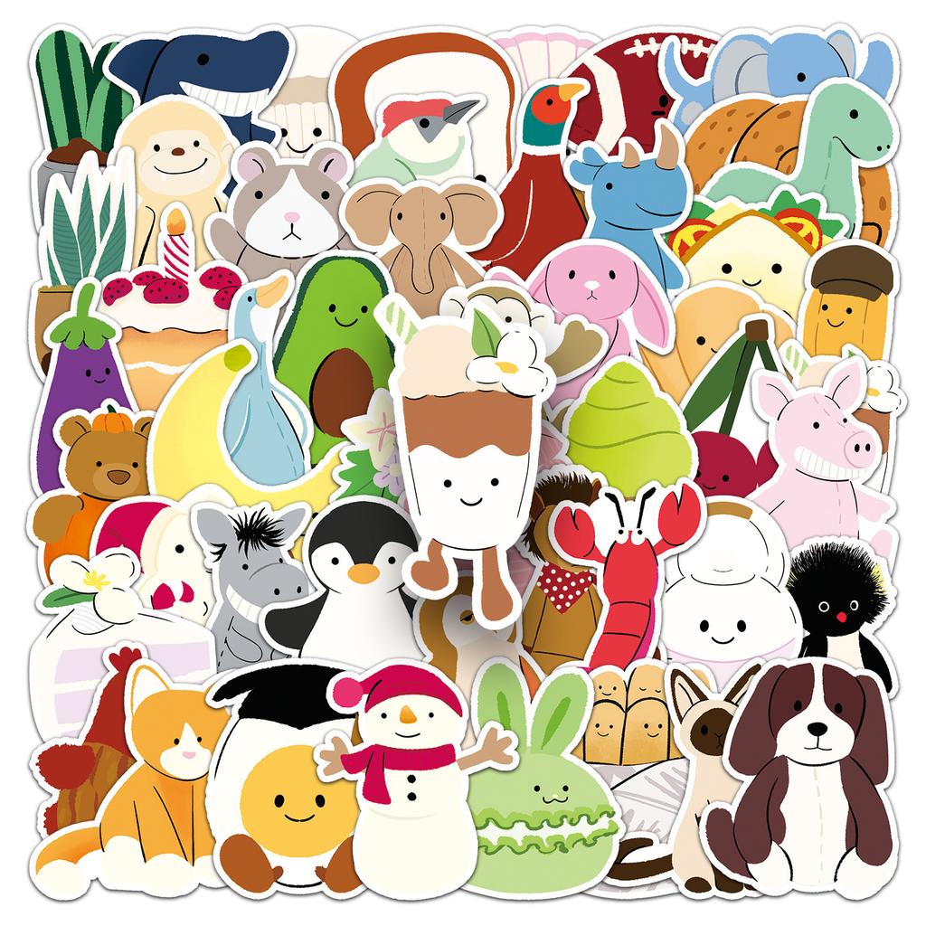 50 Hand-painted Graffiti Stickers Cartoon Cute Children's Gourmet Card Decorative Suitcase Stationery Stickers
