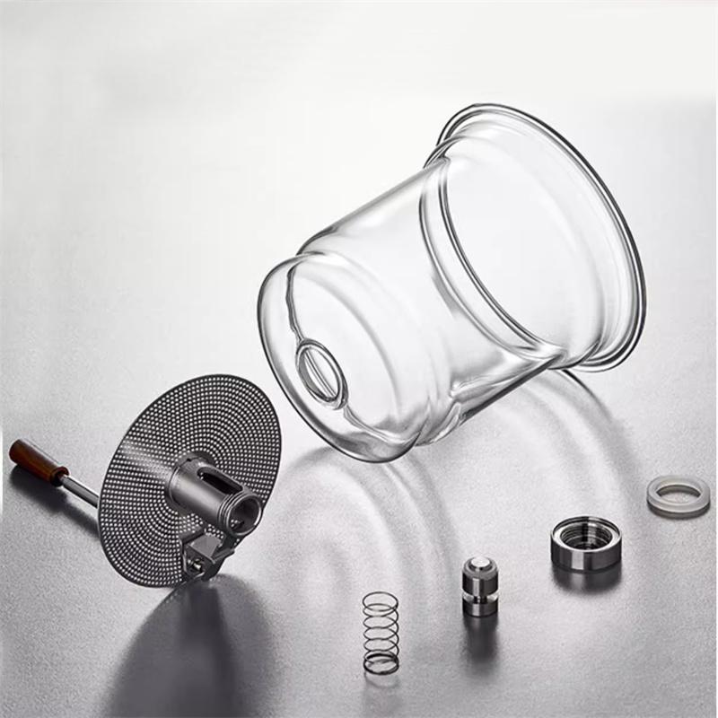 One Click Tea Separation Filtration Glass Teapots With Wood Handle Tea Water Separation Inner Container Tea Pot With Infuser