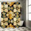 Luxurious Bath Curtain with Floral Print Modern Design Bathroom Decoration Shower Curtains for Home Decor (Black/Yellow/Green)