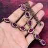 Faceted Kashmir Ruby Gemstone Necklace Electroformed Copper Adjustable Necklace
