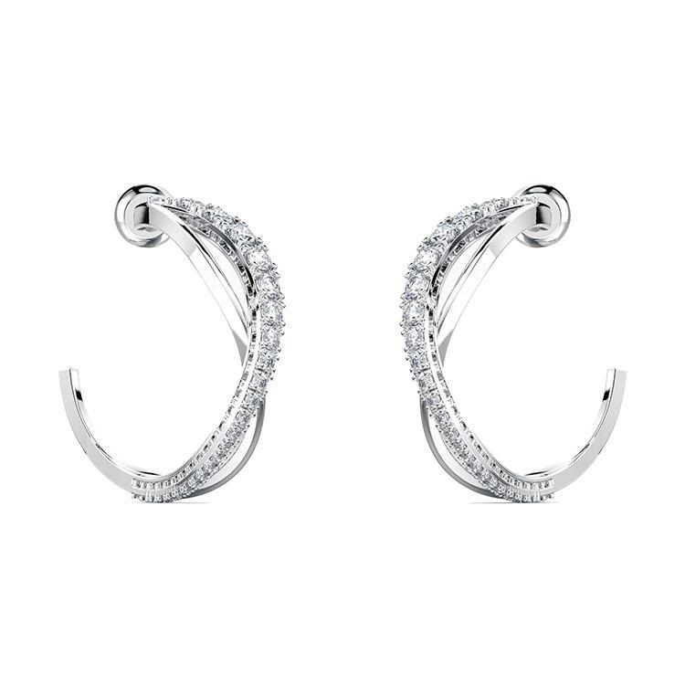 Swarovski Twist Rhodinierte Ohrstecker Ohrringe für Damen Weiß 5563908