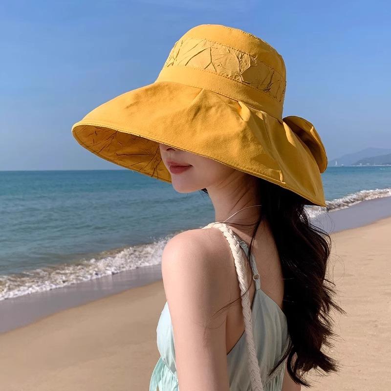 Outdoor Versatile Splicing Bow with Big Brim Covering The Face Sun Hat Sun Hat Women Sun Protection Summer UV Protection