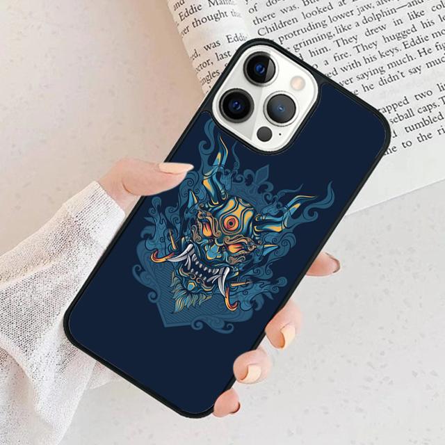 Oni Hannya Demon Mask Phone Case For iPhone 17 Air 15 16 Cover  11 13 14 Pro Max 12 Plus Max Fundas