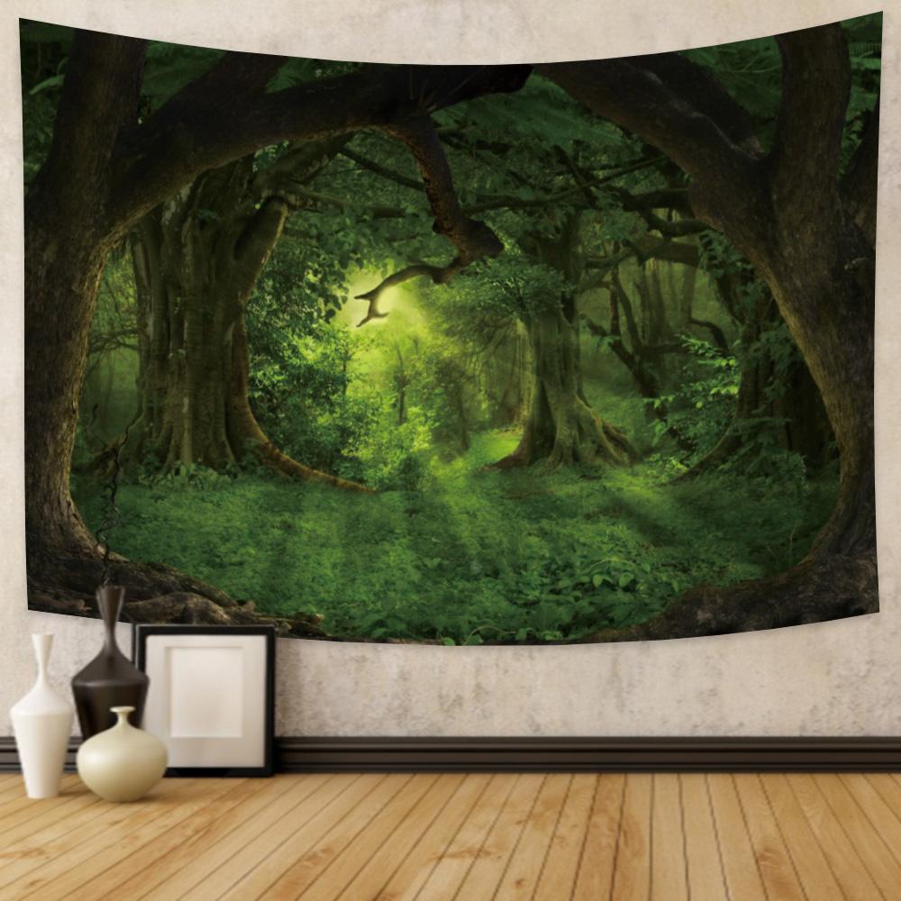 Natural Landscape Tapestry Tropical Forest Wall Hanging Hippie Bedroom Living Room University Dormitory Home Decoration Tapestry