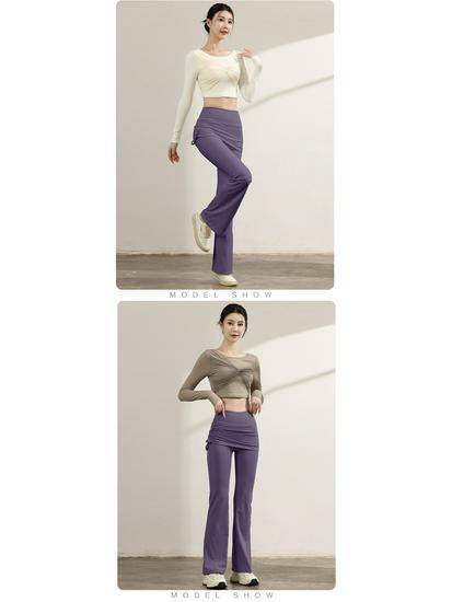 Yoga Set: Long Sleeve Sports Top with Built-in Bra, Slimming Fit, Beautiful Back Mesh for Pilates Training