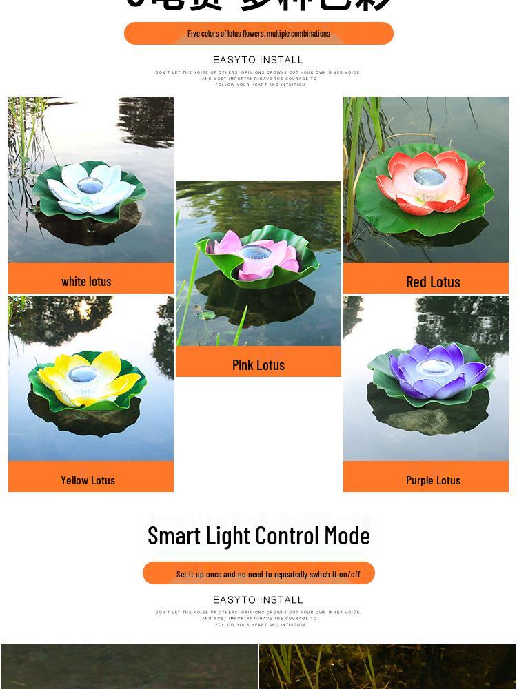 Solar Lotus Floating Pond Lamp - Waterproof Garden Wishing Light