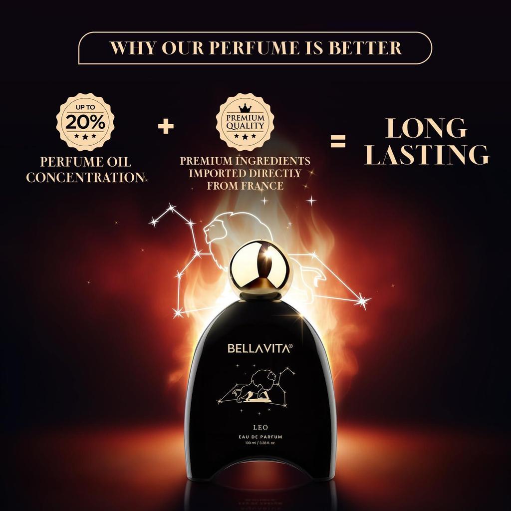 BELLAVITA Zodiac Collection Leo | Long Lasting Perfume for Man and Woman|Spicy, Woody & Vanilla Premium Unisex Fragrance for Men and Women