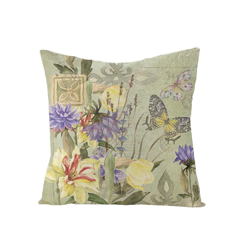 New Retro Flower Pillow Cover Polyester Home Pillow Living Room Sofa Cushion Cushion