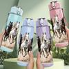 1PC Group Running Horses 750ml Color Plastic Sports Water Bottle Leakproof Flip Straw Lid Suitable for Sports Office Home Use