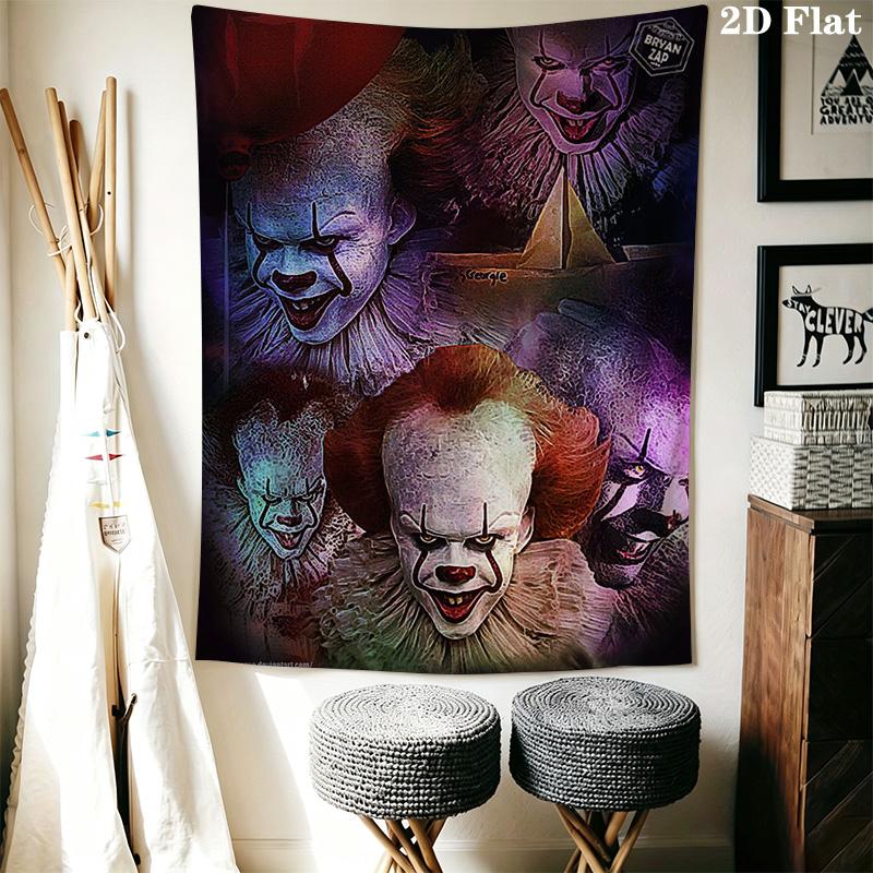 Creepy Clown Tapestry Spooky Room Tapestry Wallmounted Fashion Print Homestay Soft Decoration Tapestry Wall Decoration Home Decor