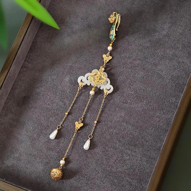Ancient Style Waist Jade Ornament Waist Pendant Chinese Hanfu Cheongsam Hanging Tassel Waist Chain Pendants Dress Waist Decor