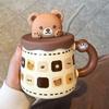 Ceramic Cup Souvenir Mug with Lid Spoon Creative Cute High Value Couple Coffee Water Cup
