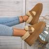 Women's Plus Size Fur Fleece One Foot Cotton Shoes Casual Short Tube Solid Color Sponge Cake Thick Soled Snow Boots Shoes 36-42