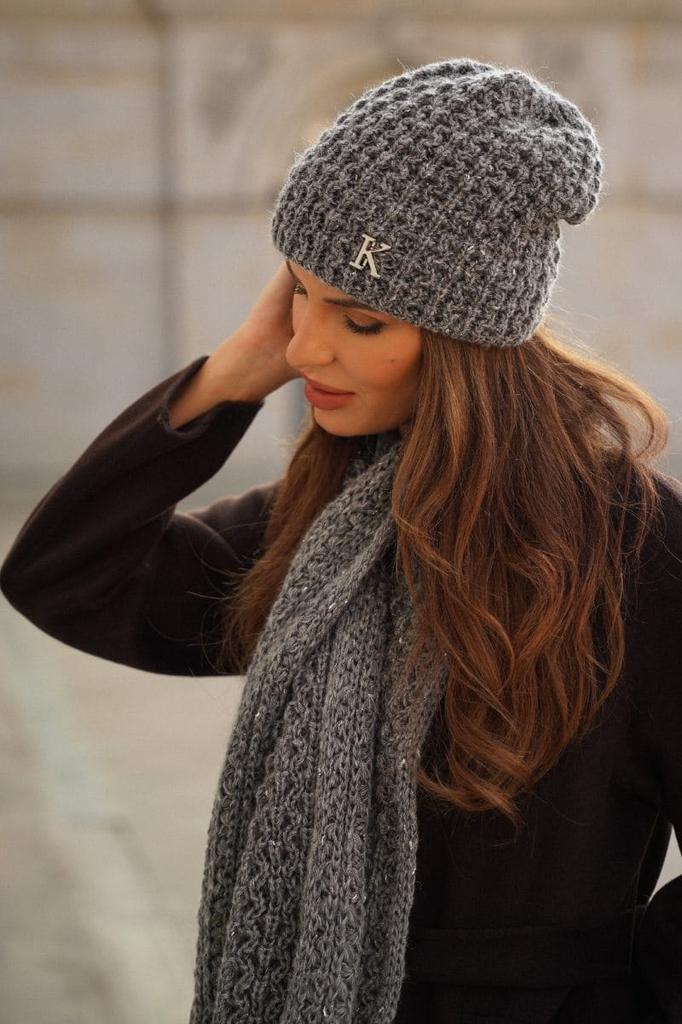 Winter Set Hat with Scarf Color Dark Gray Kamea-Cosmos