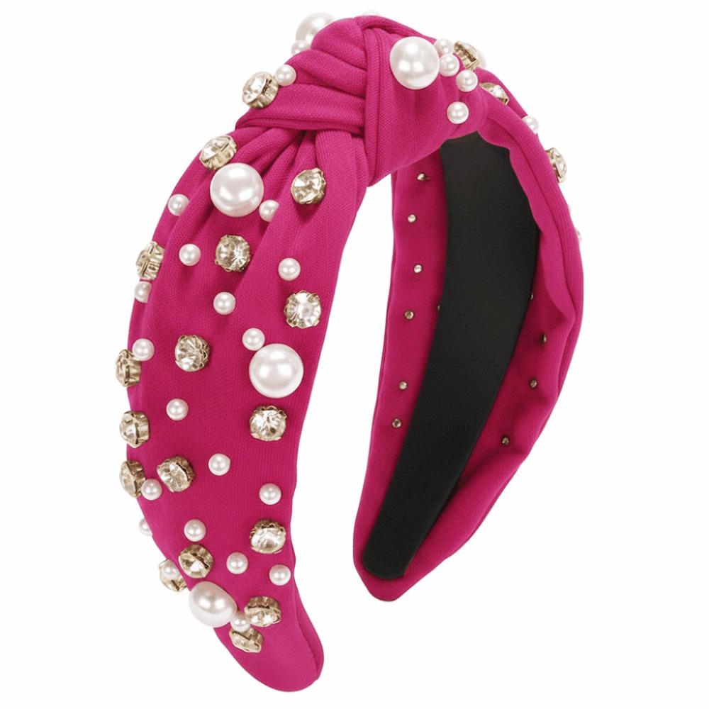 Luxury Twist Wide Edge Hairband Diamond Pearl Knotted Headband Pearl Headband  Trendy Headband