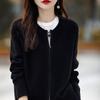 Women's Round Neck Double Zipper Thick Knit Cardigan Sweater, Loose Fit, Japanese Korean Casual Style