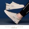 2024 Spring Men's Trendy White Leather Slip-On Sneakers – Non-Slip, Soft Sole Casual Sports Shoes