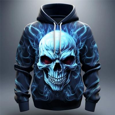 Herren Schädel Flamme 3D Druck Hoodies Hip Hop Street Style Outdoor Langarm Kapuzenpullover Freizeit Herren Sport Täglich Streetwear