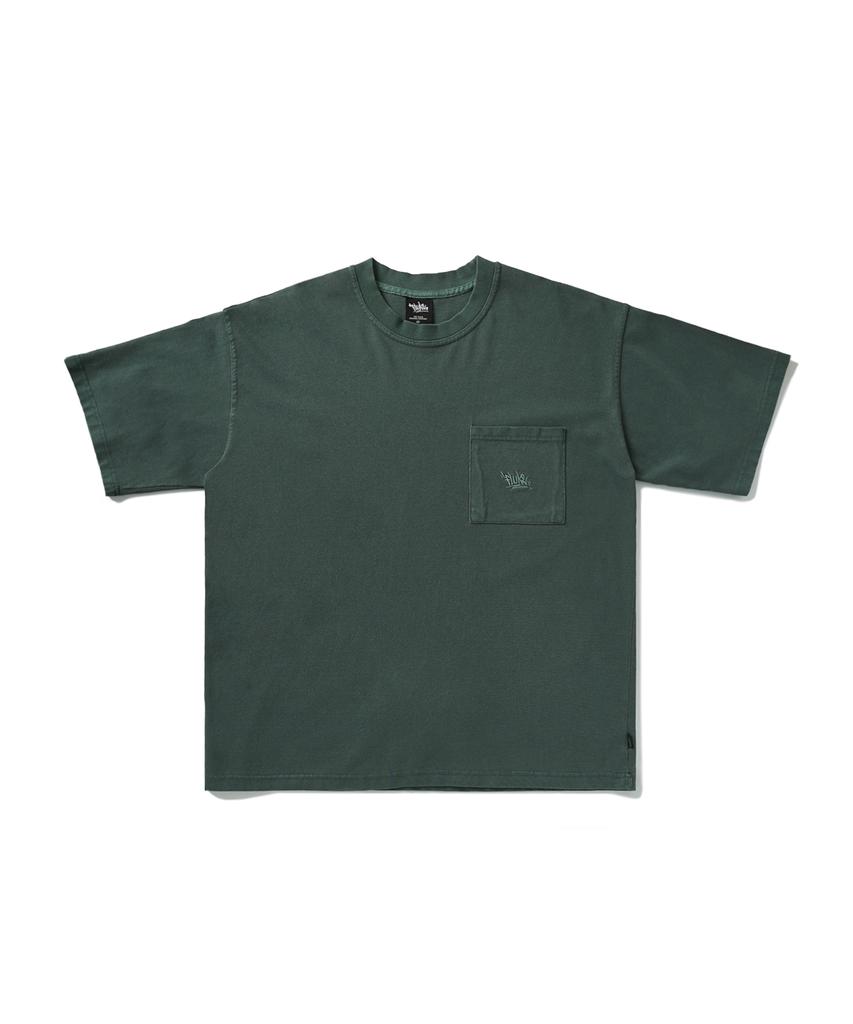 Peullukeu Slam Logo Pigment Pocket Short Sleeve T-Shirt Blue Green Fst401
