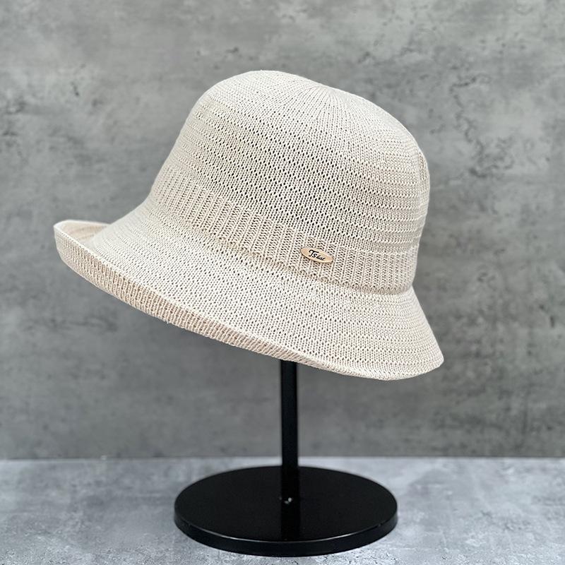 Загнутая шляпа рыбака женская весенне-летняя тонкая солнцезащитная шляпа куполообразная универсальная шляпа-цилиндр солнцезащитная шляпа M（56-58cm）