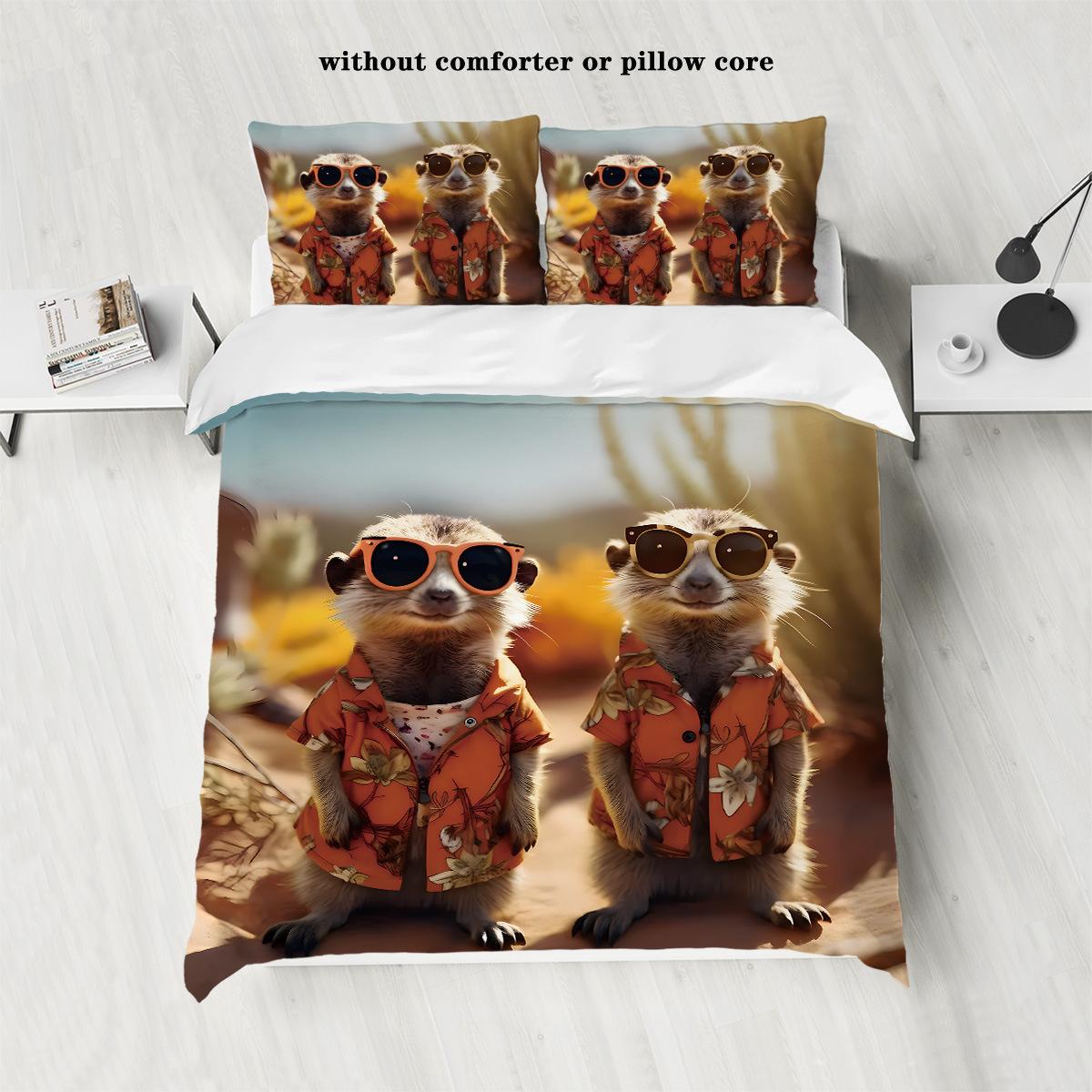 

Mongoose Bedding Three-Piece Digital Printing Home Textile Four-Piece Quilt Cover Bed Sheet 135x200cm