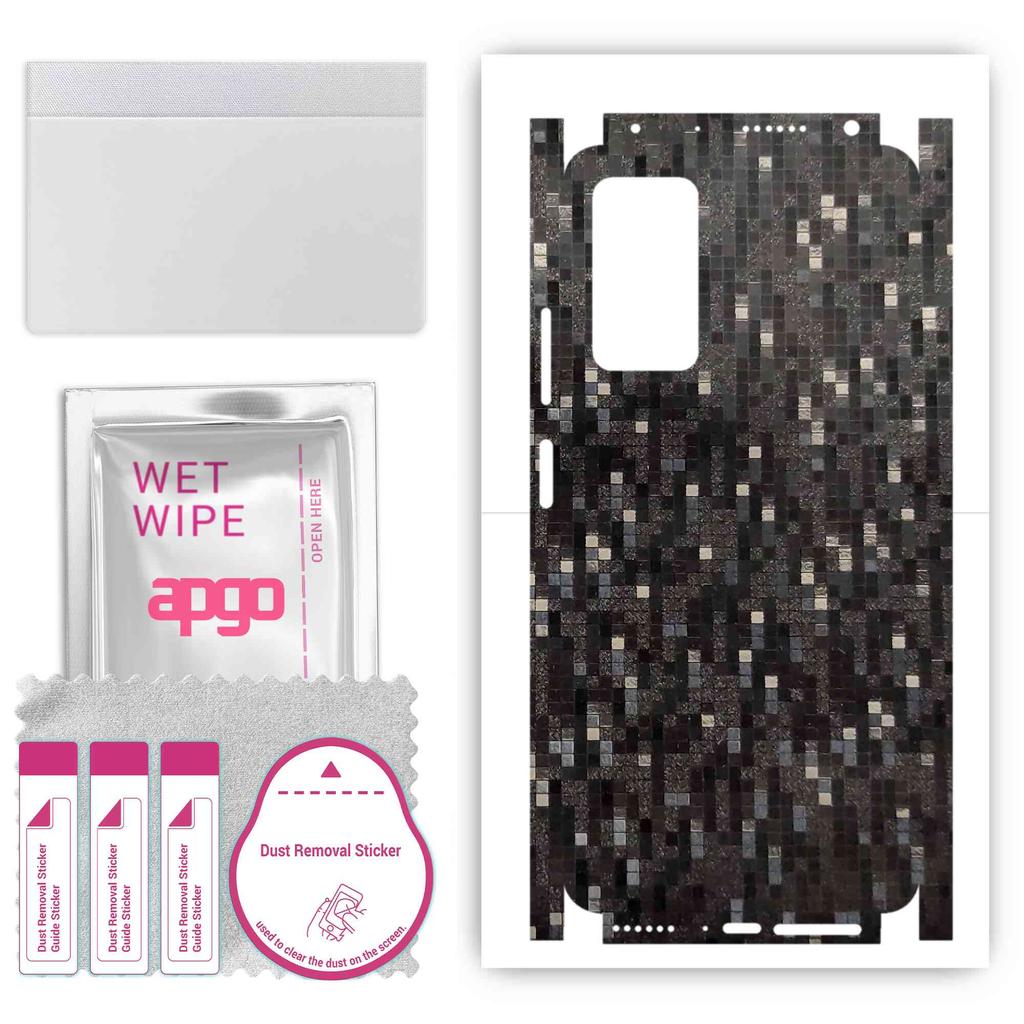 apgo Protective Skin Sticker for the back+sides compatible with Xiaomi Redmi Note 11 Pro, Full Wrap Film, Foil, Vinyl - Pattern Carbon Black Pixel