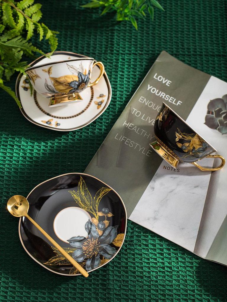 Luxury Retro Bone China Coffee Cup & Saucer Set - Elegant Gift Box, Perfect for Afternoon Tea or Souvenirs