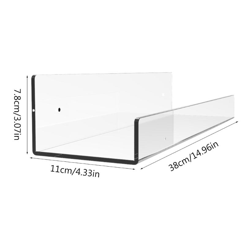 2pcs Acrylic Shelf Wall Shelves No Punching Toilet Kitchen Storage Rack Transparent Floating Shelves Display Rack Holder