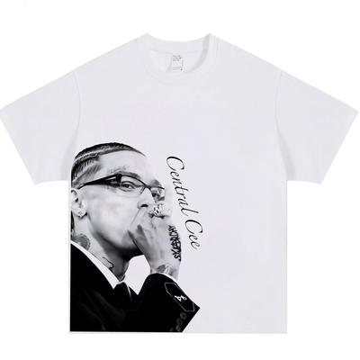 American Central Cee Printed Short-sleeved Men's Loose T-shirt Heavyweight Pure Cotton Casual Top Slimming and Hip-hop In Summer