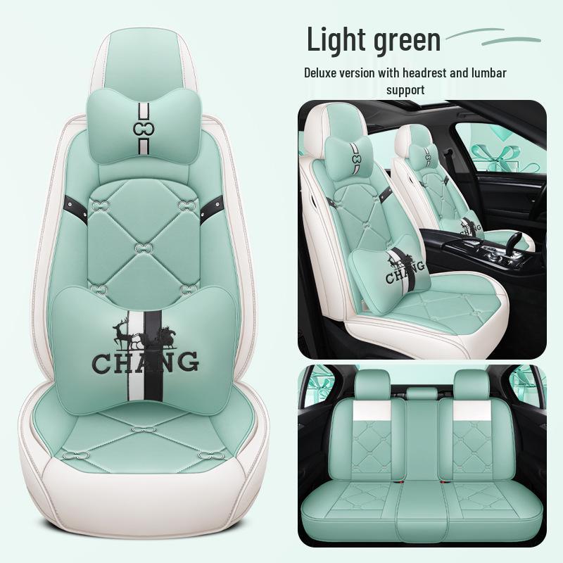 New All-Season Full Leather Cartoon Car Seat Cushion Cover