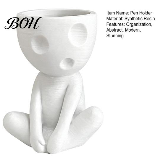 Cute Desk Organizer for Students Abstract Character Pen Holder, Resin Sitting Figure Pencil Unique Storage Box Remote Control Cup, Multi-functional