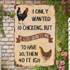 Gthunder Funny "I Only Wanted 10 Chickens" Metal Chicken Sign, Vintage 8x12 Inch Wall Decor Tin Sign for Farmhouse, Chicken Coop