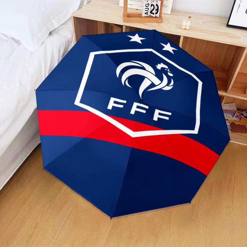 1PC France Soccer Club Emblem Printed Umbrella Folding umbrella, automatic umbrella 8-Frame for Travel, camping Fan gifts Christmas Gifts