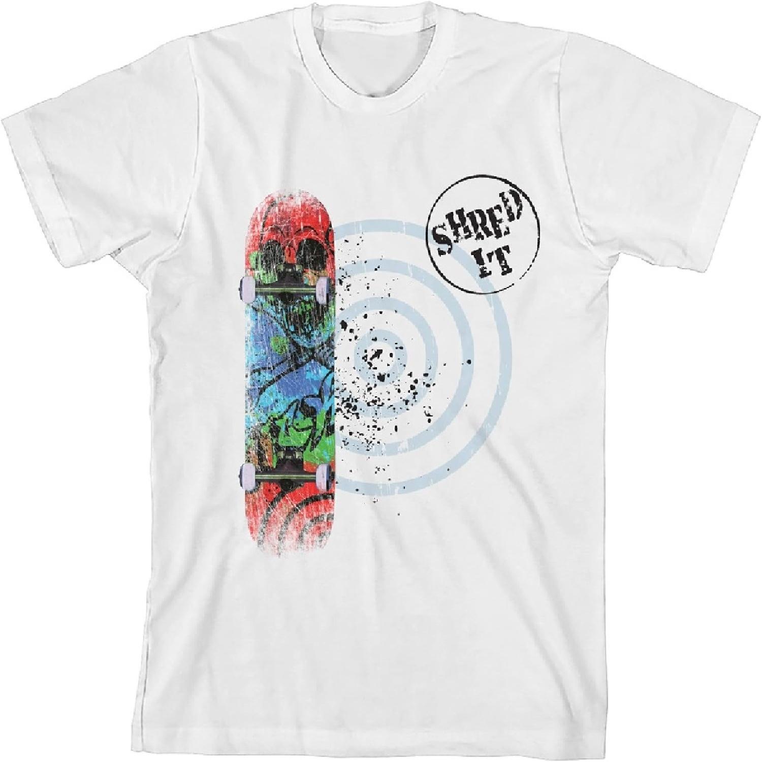 Skateboard Shred It Youth White Short Sleeve Crew Neck Tee S