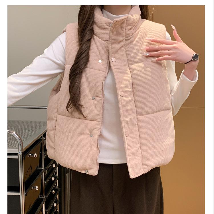 

Corduroy Short Down Cotton Vest Women s Autumn and Winter Outerwear New Korean Style Loose Waistcoat Vest Jacket XL