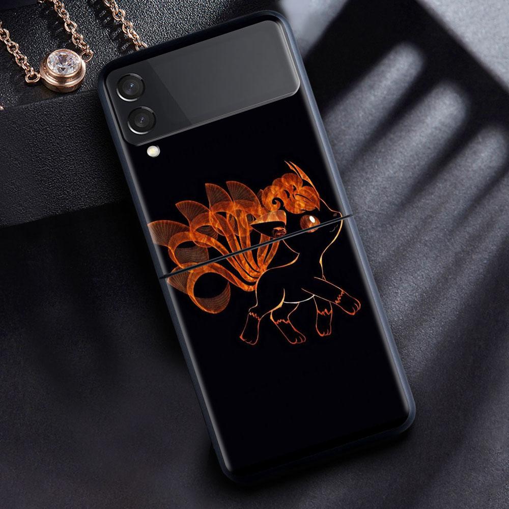 Anime Pokemon Japan Cell Case For Samsung Galaxy Z Flip 3 4 5G Fashion Z Flip3 Luxury Black Hard Back Phone Coque Cover
