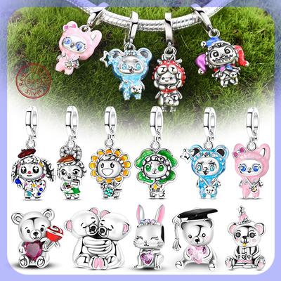 New Charms Beads Copper Bear Fox Rabbit Clown Doll Pendant Fit Original Bracelet Bangle Charms Women Jewelry Gift