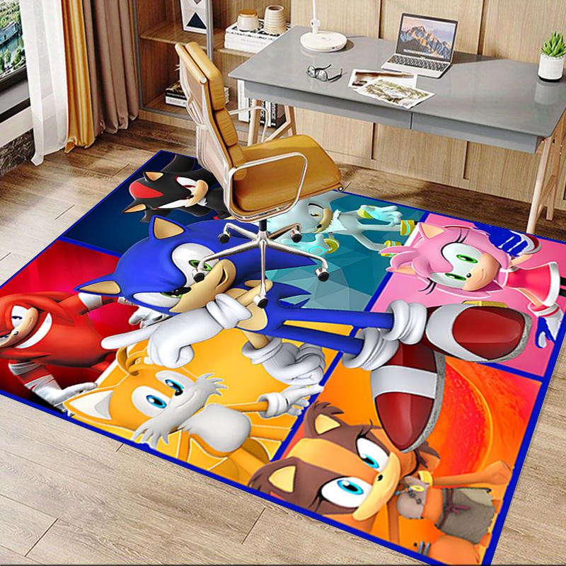 Sonic Hedgehog Characters Carpet For Playroom Bedroom Living Room Sofa Home Decorkids Game Area Rug Nonslip Floor Mat