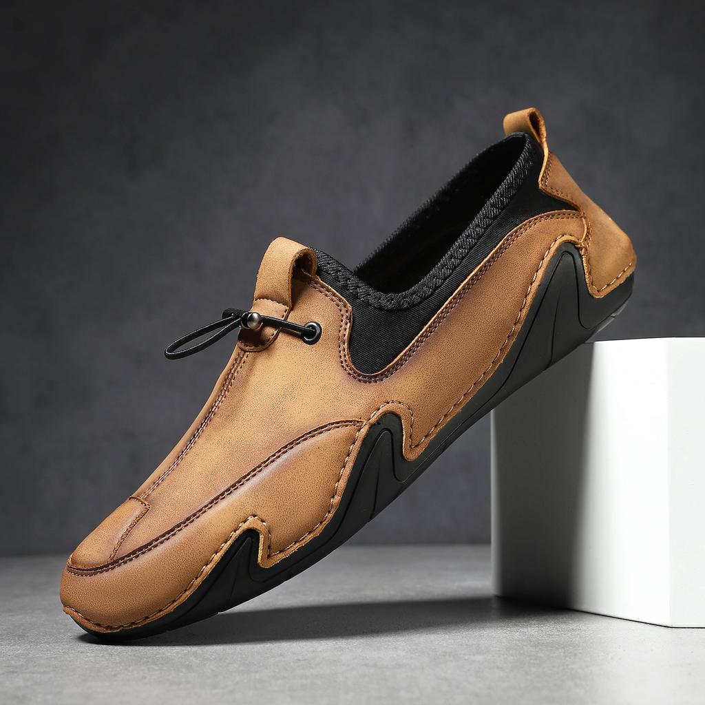 2025 men's beanie shoes casual leather shoes men's soft-soled octopus outdoor lace-up driving shoes men