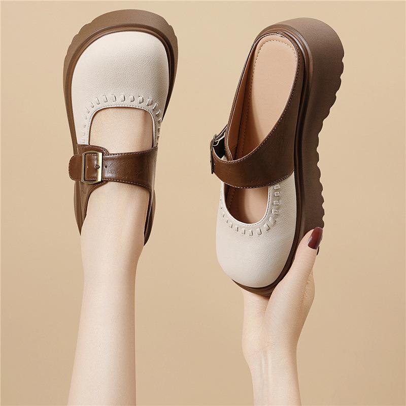 

Маленькие босоножки Birkenstock с открытым носом, французский стиль, на одной липучке, с толстой подошвой, мягкой подошвой, увеличенной высоты, удобные и универсальные, уличная обувь, женская обувь 34
