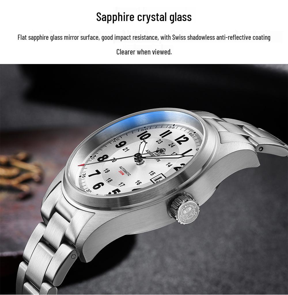 ADDIESDIVE Men's High-End Automatic Mechanical Watch with Calendar, Stainless Steel.