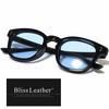Black X Light Blue Fashion Wellington Full Black Small Large Full Rim Cellulose [Bliss Leather] Sunglasses, Glasses, Style, Rim, Men's & Women's,