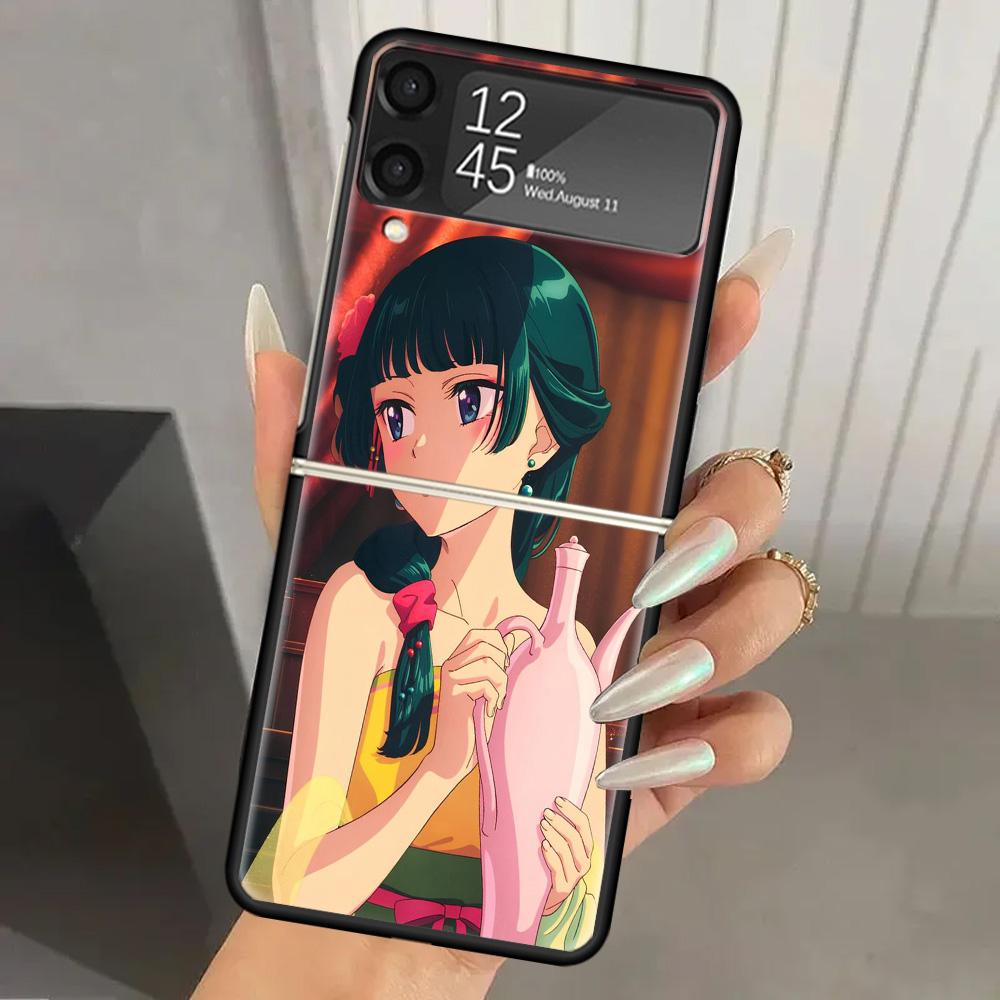 A-Apothecary D-Diaries Anime Hard PC Phone Case For Samsung Galaxy Z Flip 7 6 5 4 3 Black ZFlip7 ZFlip6 Flip5 Flip4 Flip3 5G Pri