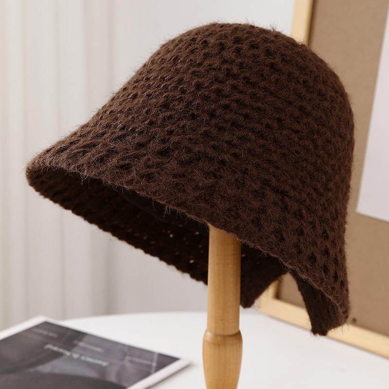 New simple version knitted hat basin hat bucket hat adult women's hat autumn, winter and autumn sunshade sun protection hat versatile hat