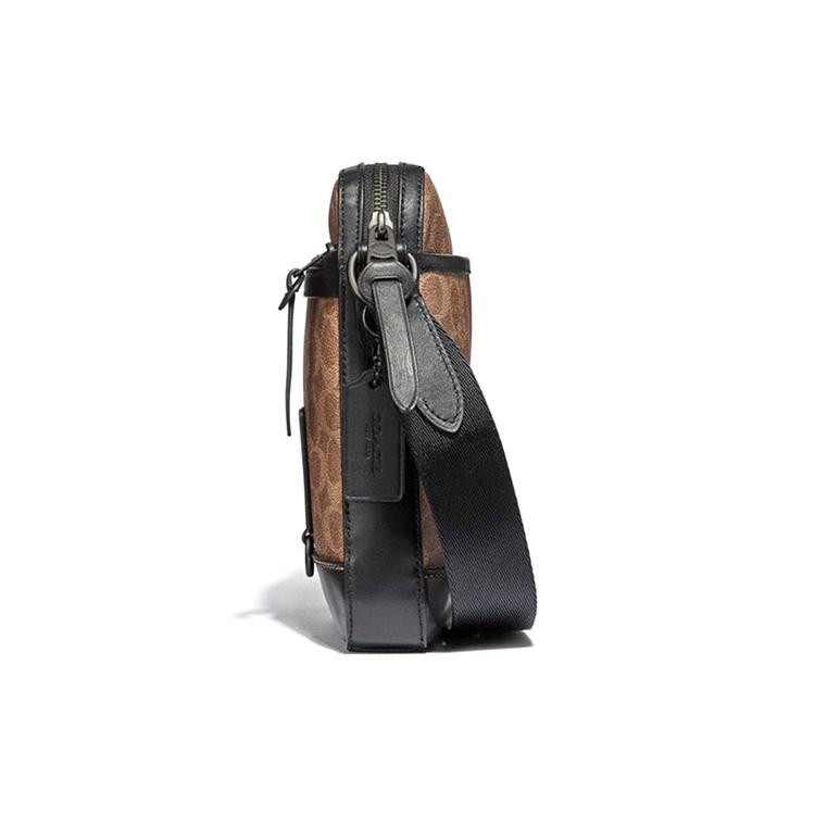 New COACH Rivington Monogram Canvas With Leather Shoulder Bag, Crossbody Bag Small Size Men's Khaki Monogram & Black 40352-JIKHA